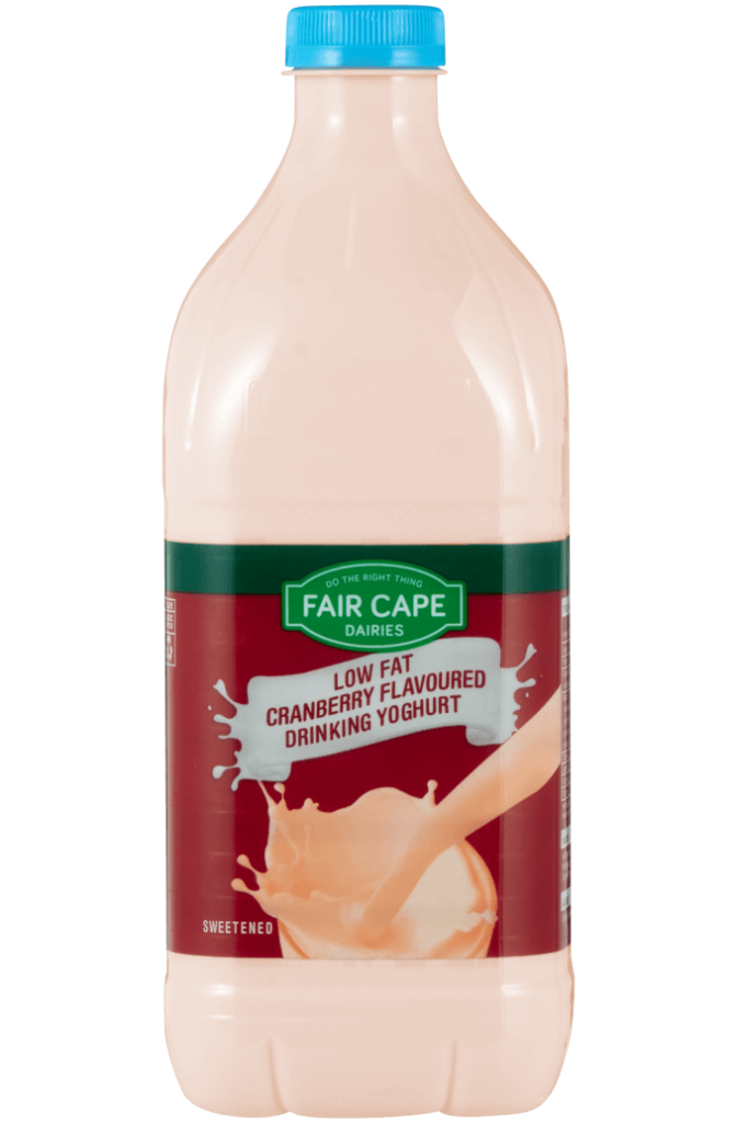 Low fat cranberry flavoured drinking yoghurt